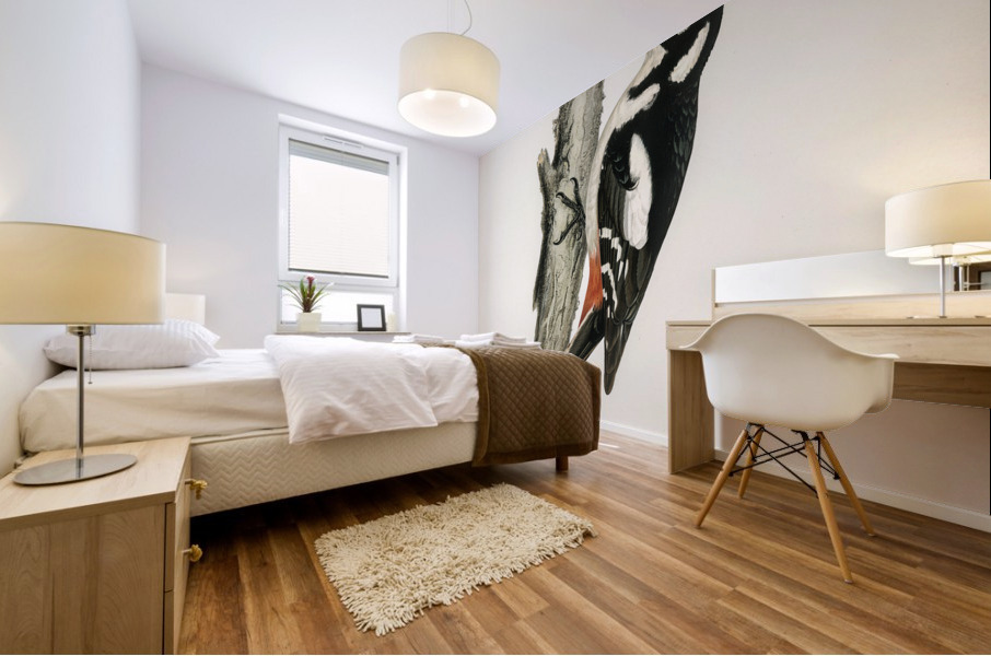 Great spotted woodpecker-male Dryobates major Mural print