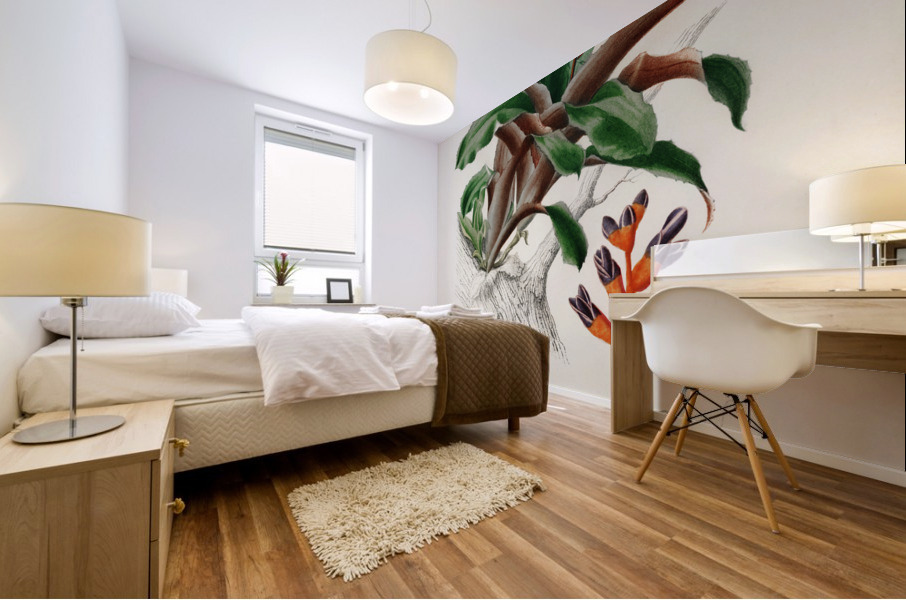 Bromeliad Aechmea discolor Mural print