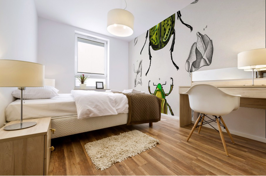 Chrysina Macropus Chrysophora Macropa and Eastern Hecules Beetle Scarabaeus Hyllus Mural print