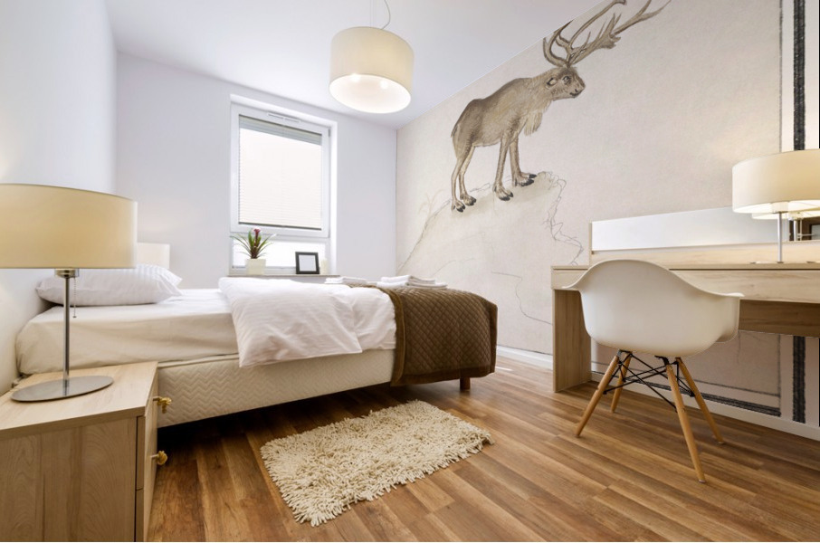 Reindeer in vintage style Mural print