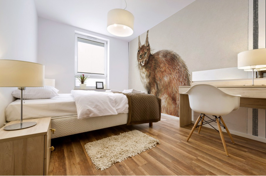 Lynx in vintage style Mural print