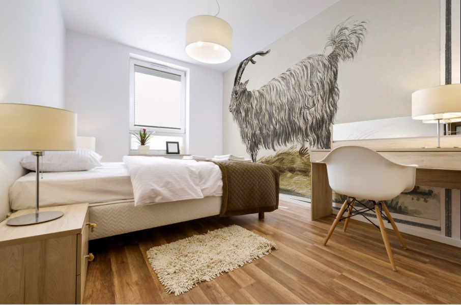 Goat in vintage style Mural print