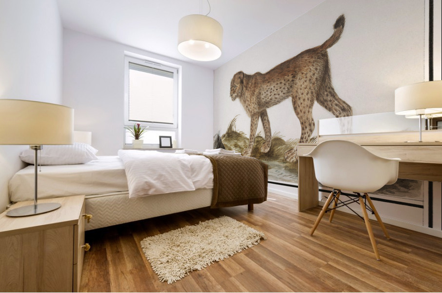 Lynx in vintage style Mural print