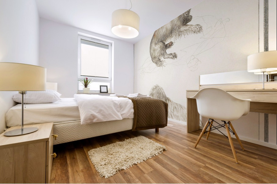 Two dogs in vintage style Mural print