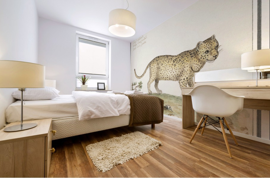 Leopard in vintage style Mural print