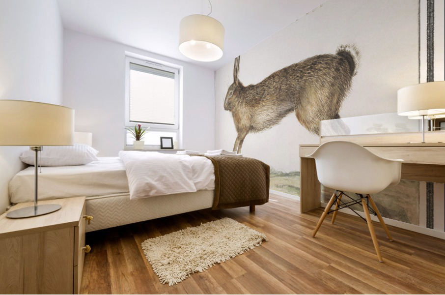 Hare in vintage style Mural print