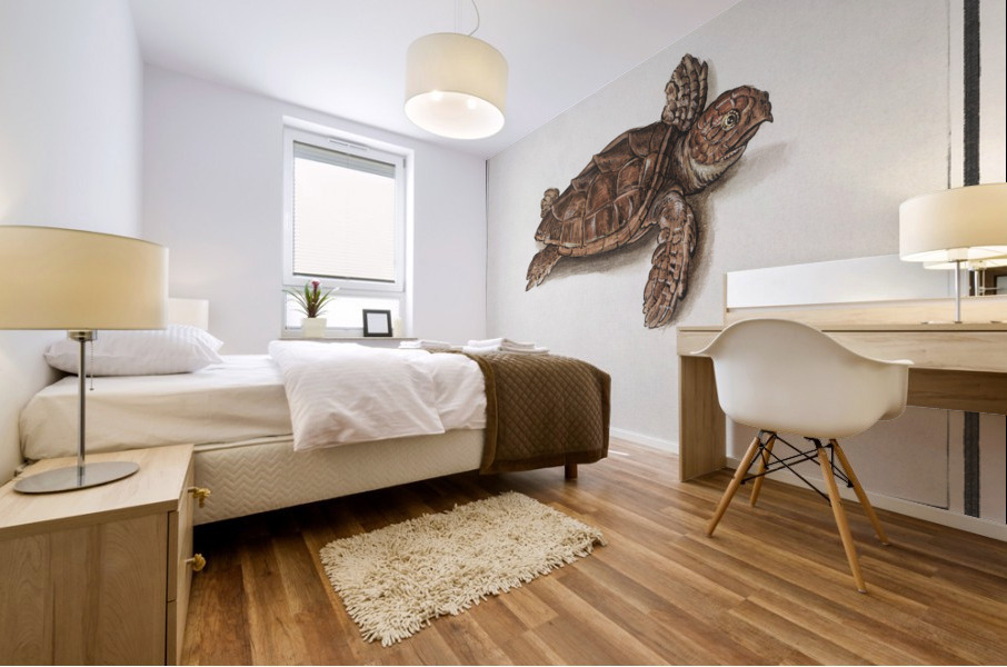 Sea turtle in vintage style Mural print