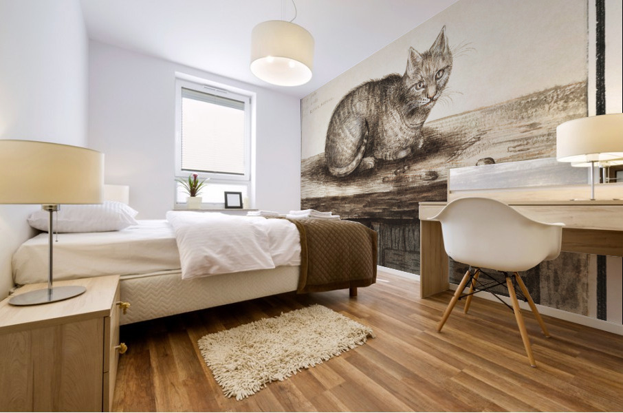 Cat in vintage style Mural print