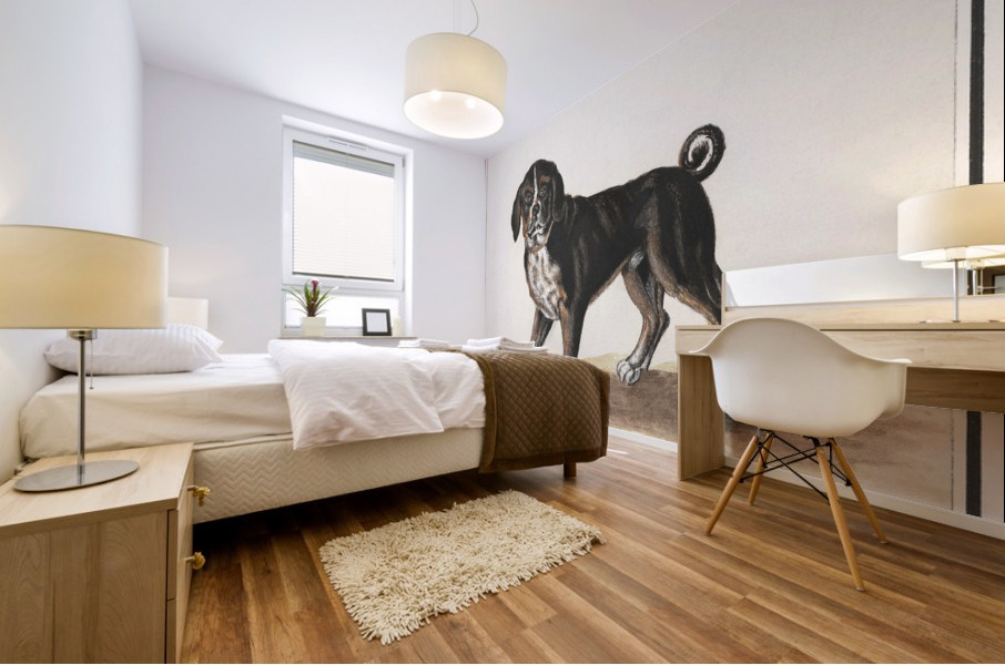 Dog in vintage style Mural print