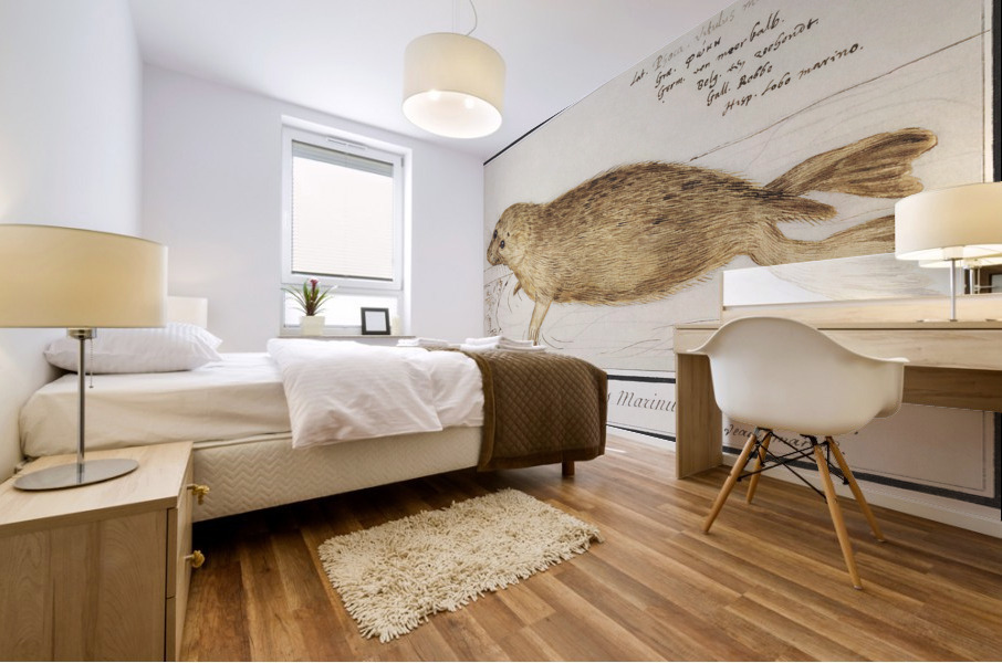 Seal in vintage style Mural print