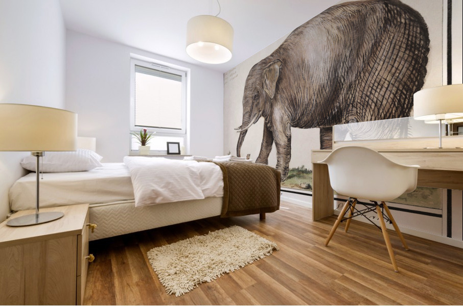 Elephant in vintage style Mural print