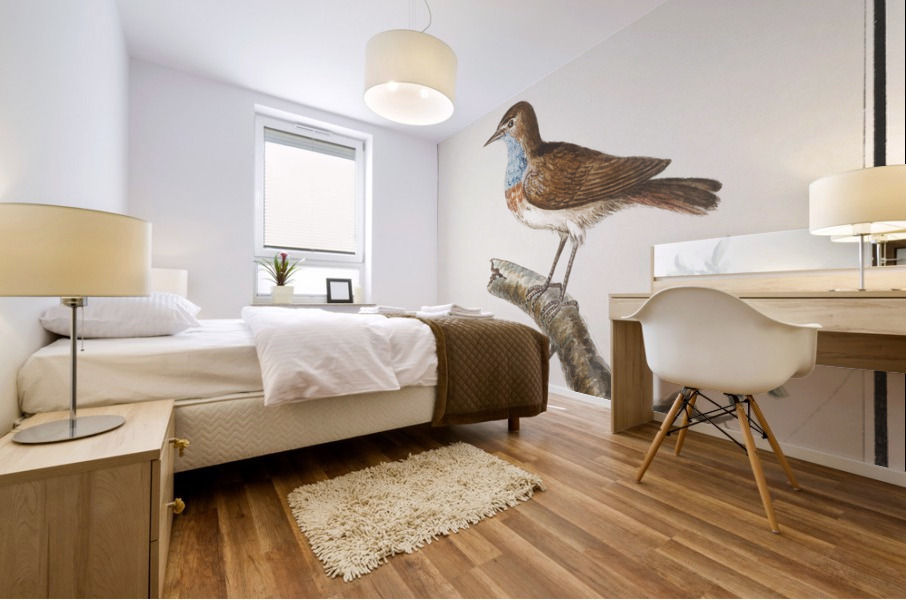 Bluethroat in vintage style Mural print