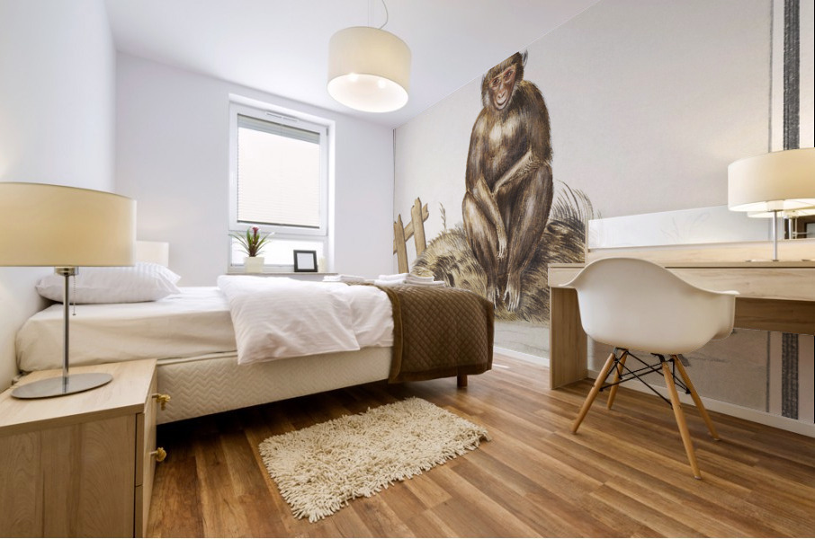 Monkey in vintage style Mural print