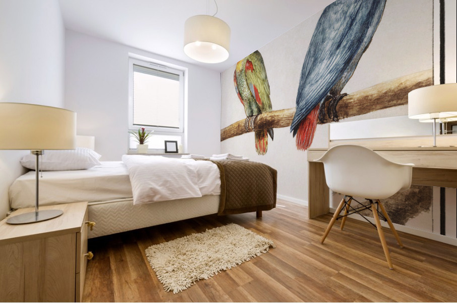 Parrots in vintage style Mural print