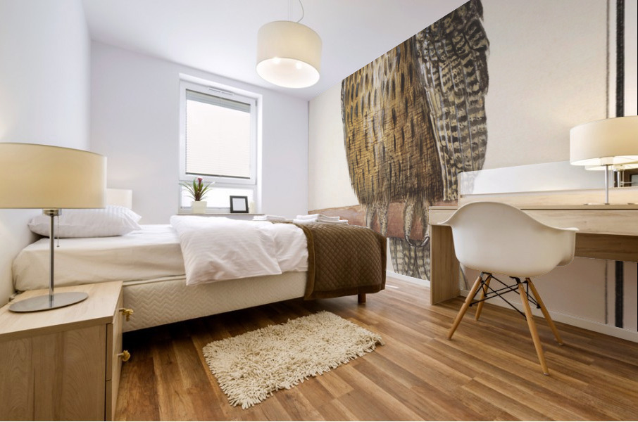 Long eared owl in vintage style Mural print