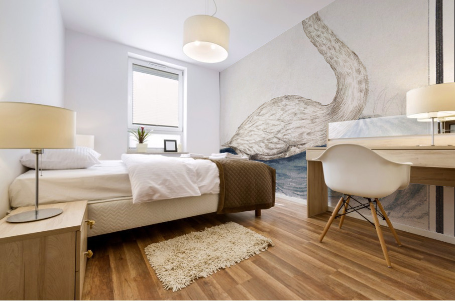 Wild swan in vintage style Mural print