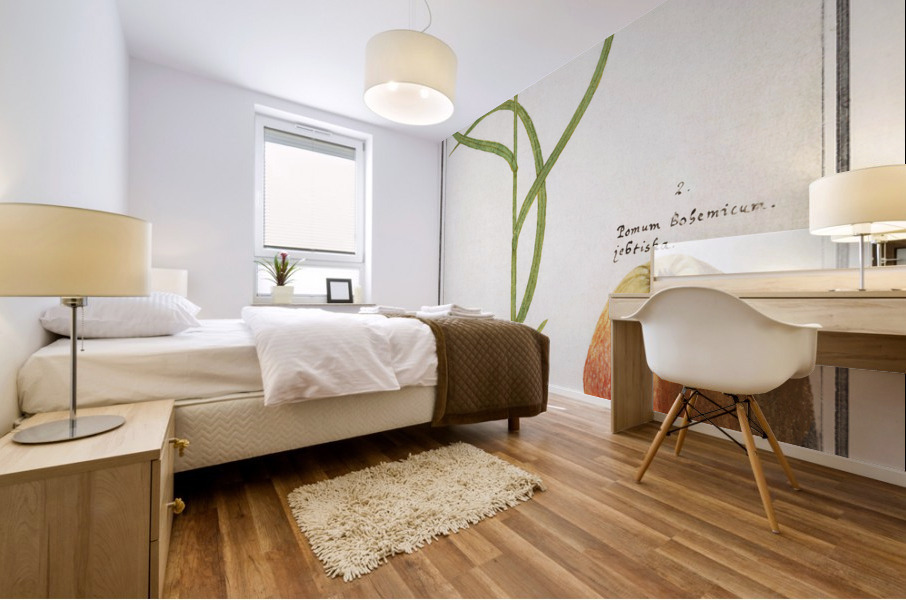 Snakes head flower and apple Mural print