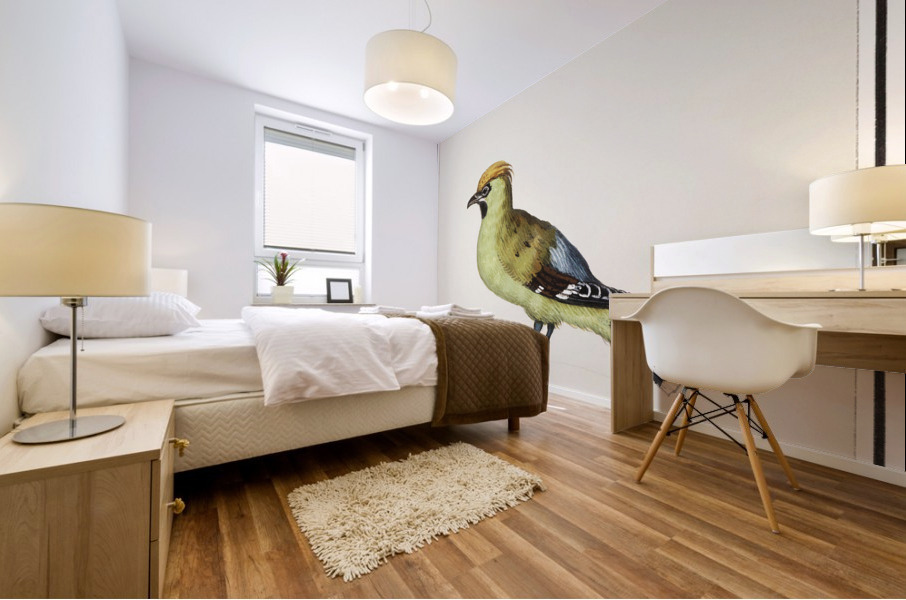 Bohemian waxwing in vintage style Mural print