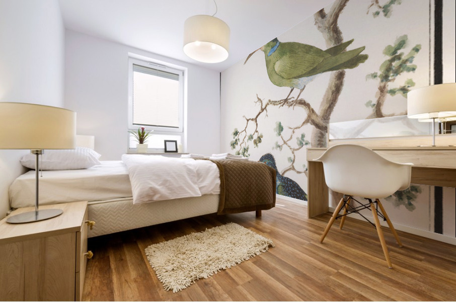 Sunbirds in vintage style Mural print