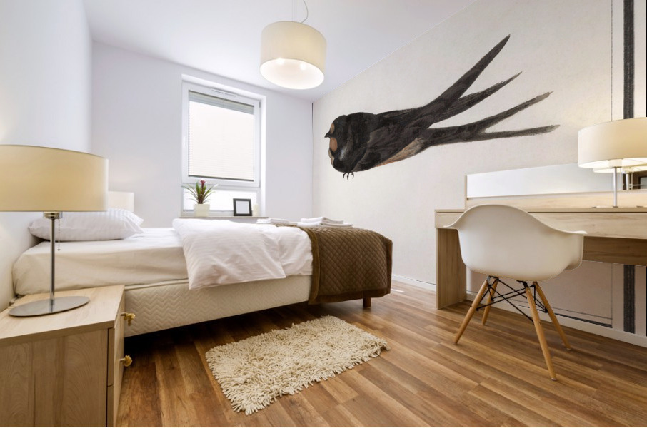 Barn swallow in vintage style Mural print