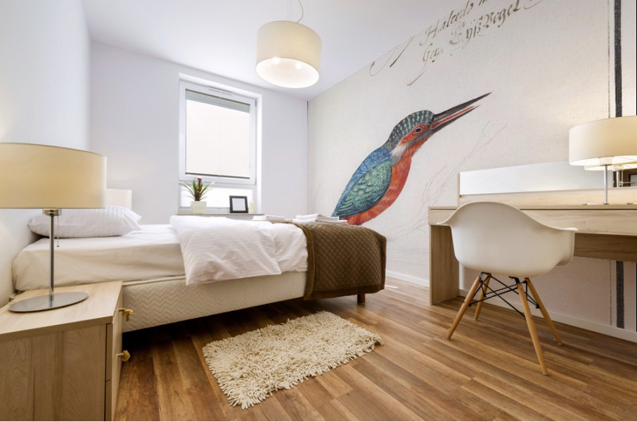 Kingfisher in vintage style Mural print