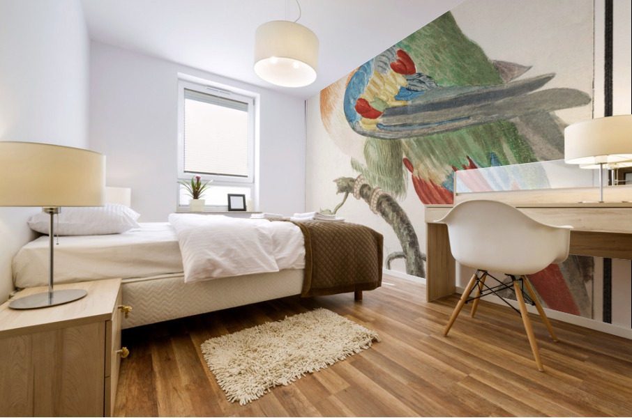 Swan in vintage style Mural print