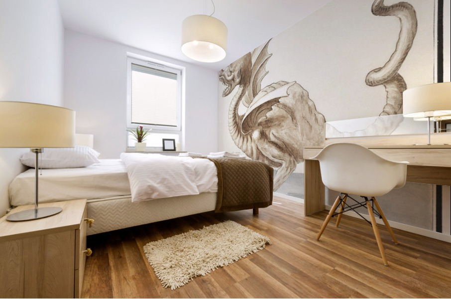 Dragon in vintage style Mural print