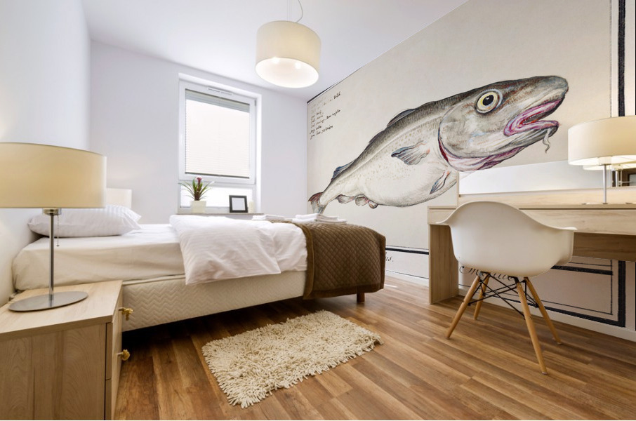 Cod in vintage style Mural print