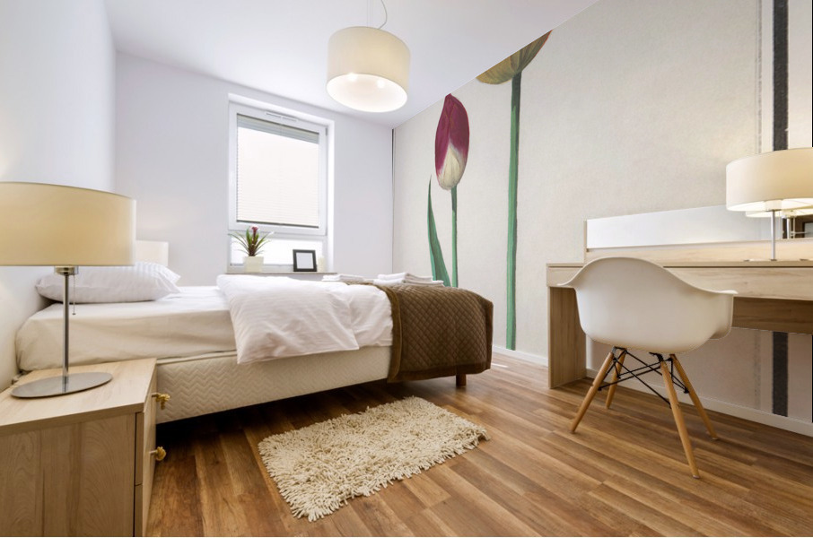 Tulip in vintage style Mural print