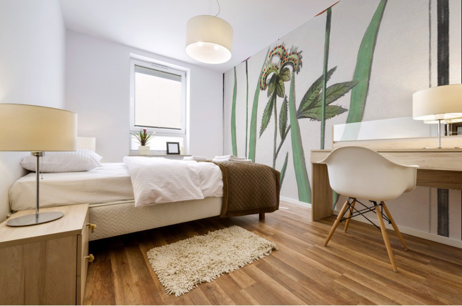 Tulip in vintage style Mural print