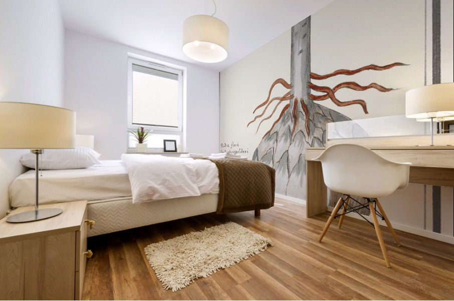 Globe of red lily in vintage style Mural print