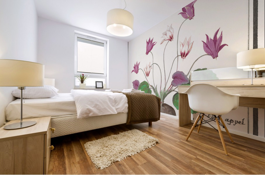 Cyclamen in vintage style Mural print