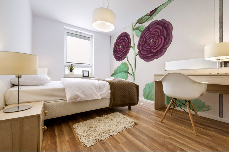 Alcea in vintage style Mural print