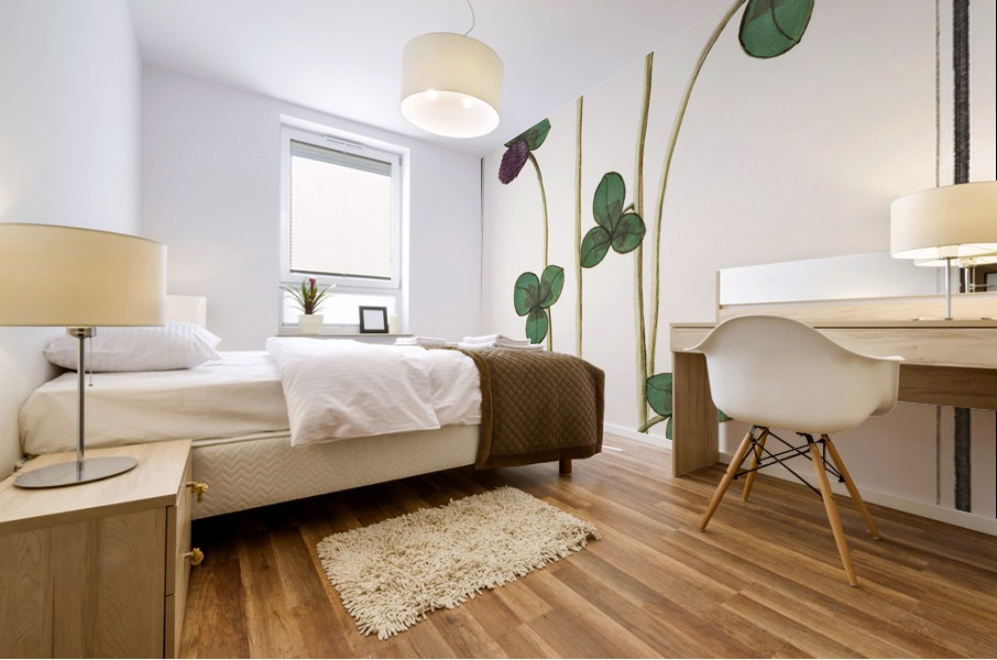 Dogstand flower wild rose and papaver Mural print