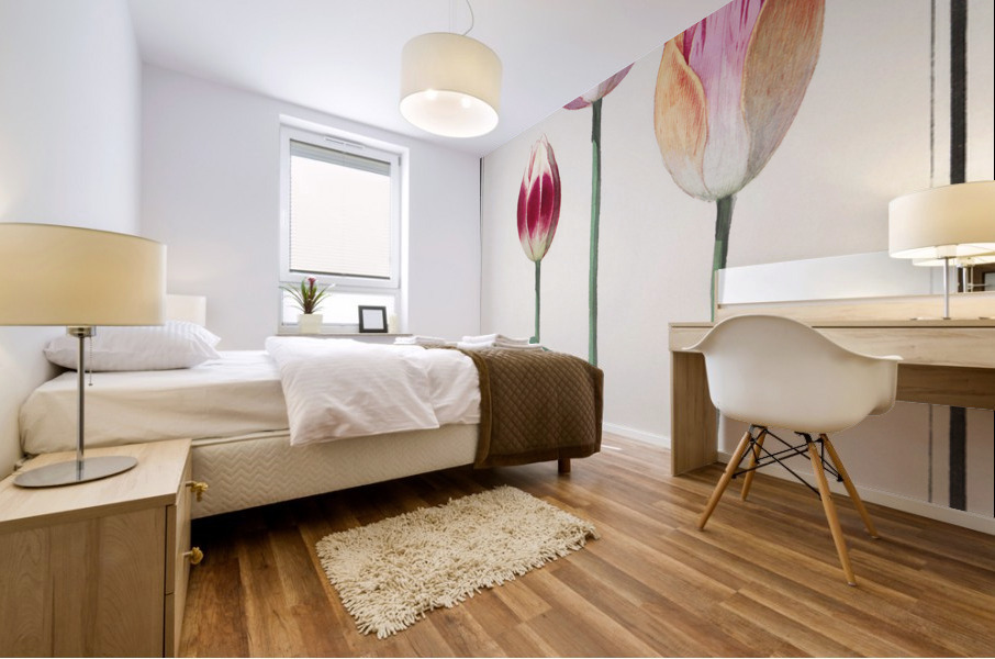 Tulip in vintage style Mural print