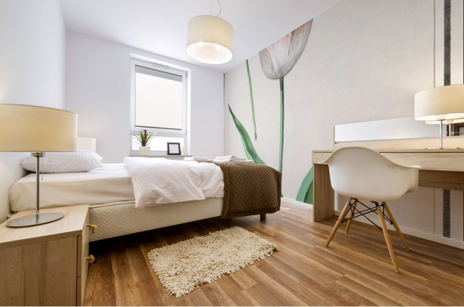 Tulip in vintage style Mural print