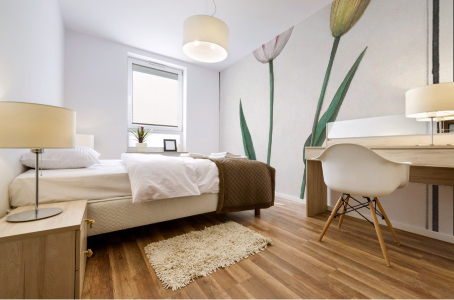 Tulip in vintage style Mural print