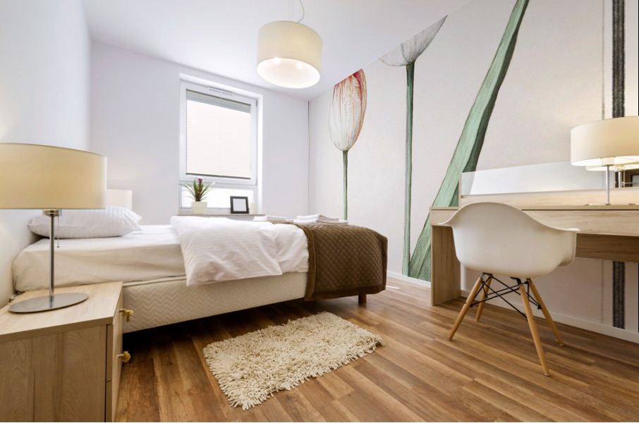 Tulip in vintage style Mural print