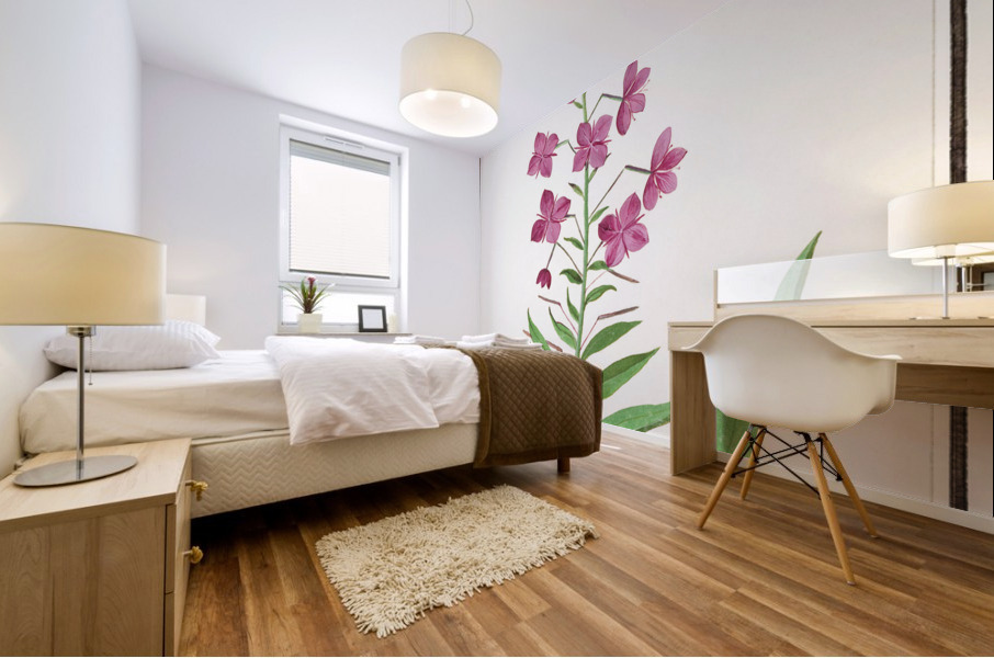 Willowherb in vintage style Mural print