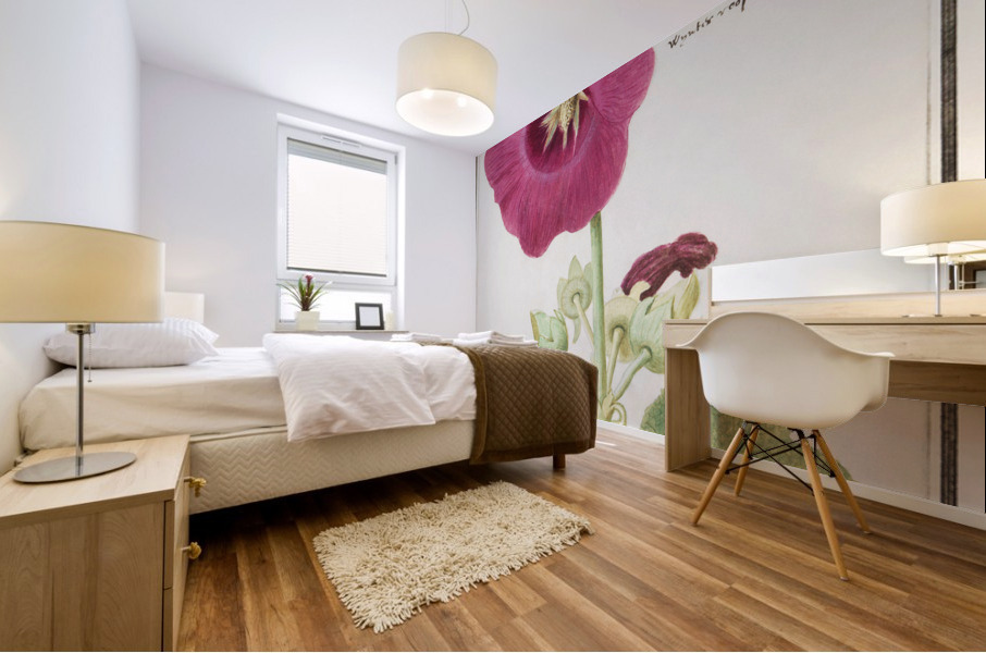 Alcea in vintage style Mural print