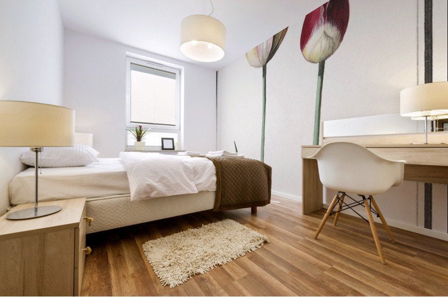 Tulip in vintage style Mural print