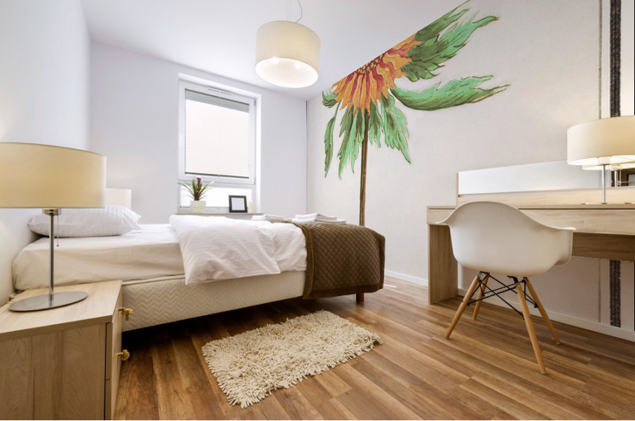 Sunflower in vintage style Mural print