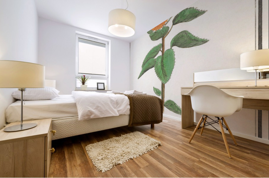 Sunflower in vintage style Mural print