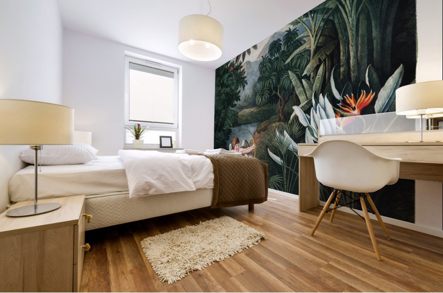 Cupid Inspiring Plants with Love Mural print