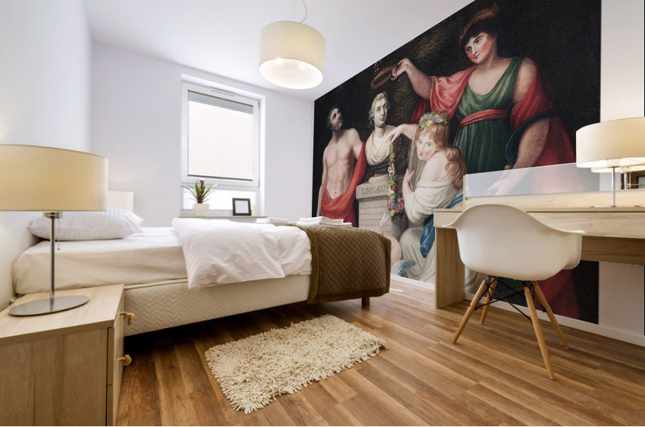 Flora Aesculapius Ceres with Cupid Honoring the Bust of Linnaeus Mural print