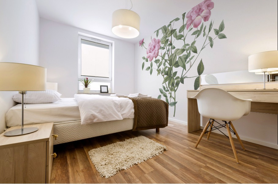 Vintage dwarf rosebush rose Mural print