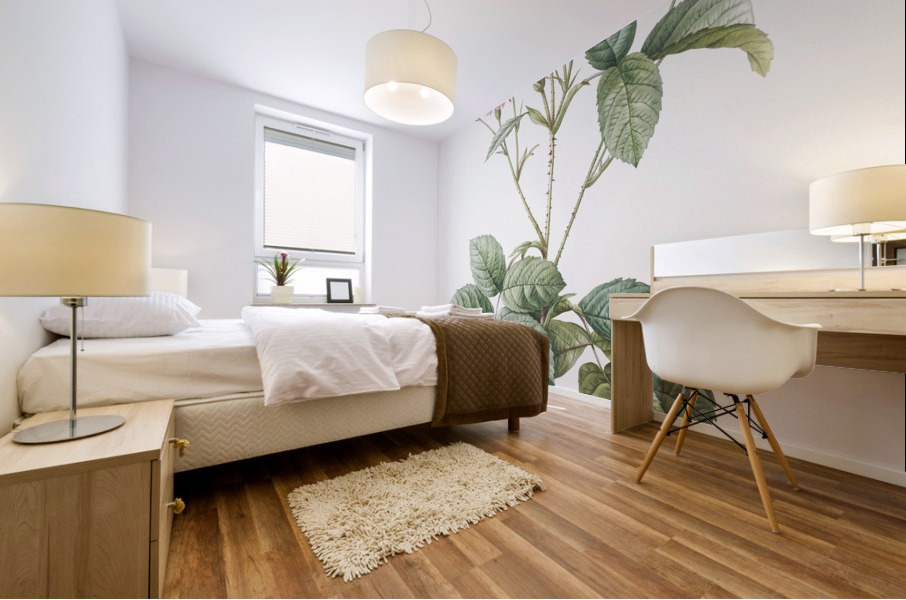 Vintage pink rosebush Mural print