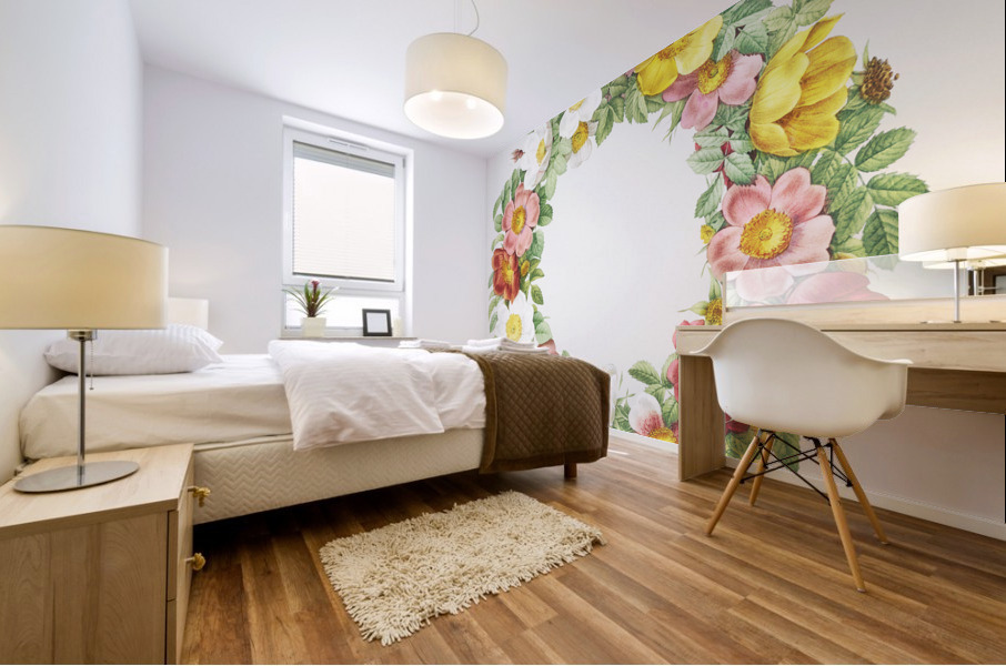 Vintage floral wreath rose decoration Impression murale