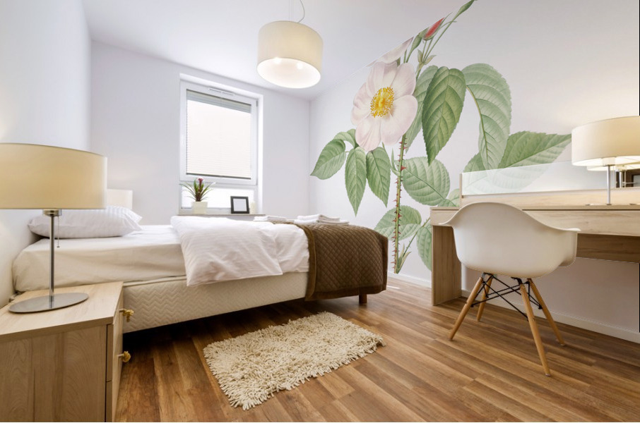 Blooming damask roses Mural print