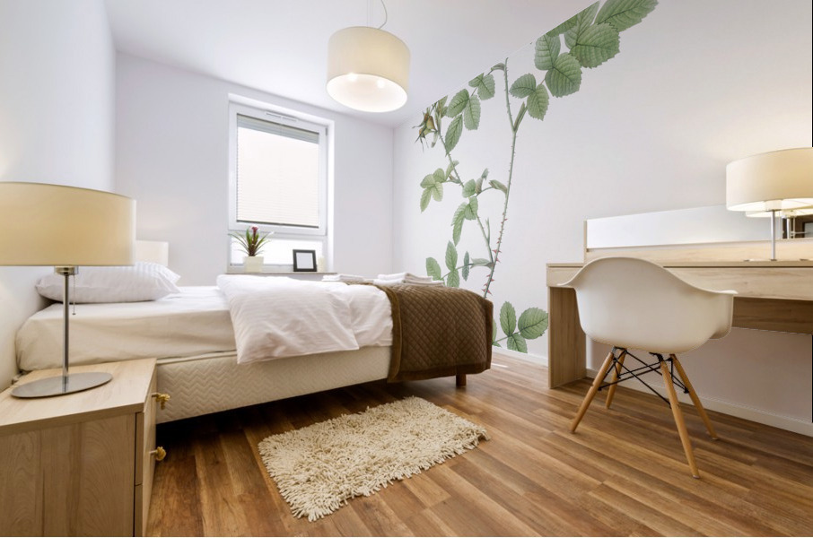 Pink sweetbriar roses Mural print